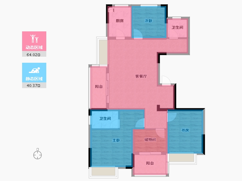 浙江省-台州市-锦绣时代苑-98.75-户型库-动静分区