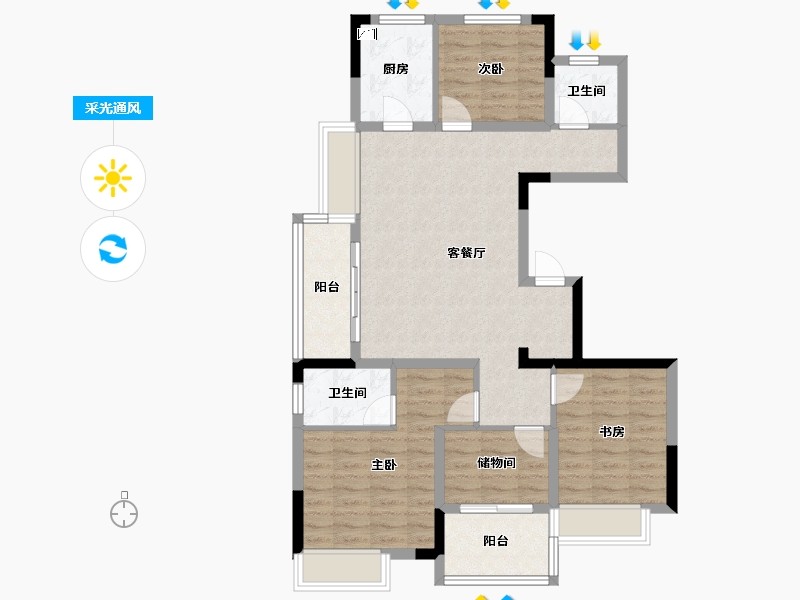 浙江省-台州市-锦绣时代苑-98.75-户型库-采光通风