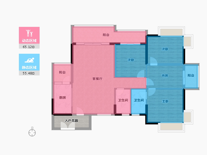 广东省-清远市-金地辉煌·富域城-113.86-户型库-动静分区