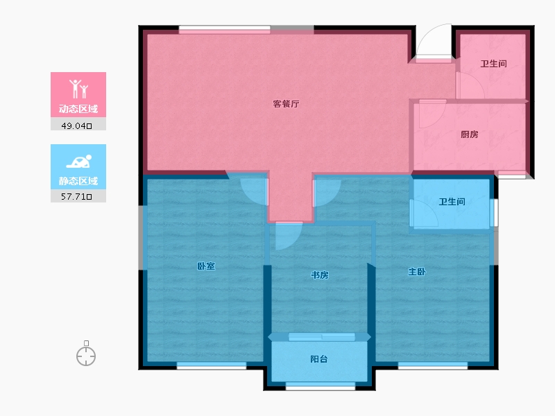 山东省-烟台市-松隽社区阳光城-96.79-户型库-动静分区