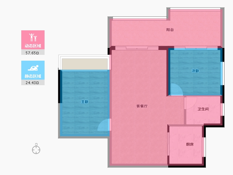 广东省-清远市-金地辉煌·富域城-74.57-户型库-动静分区