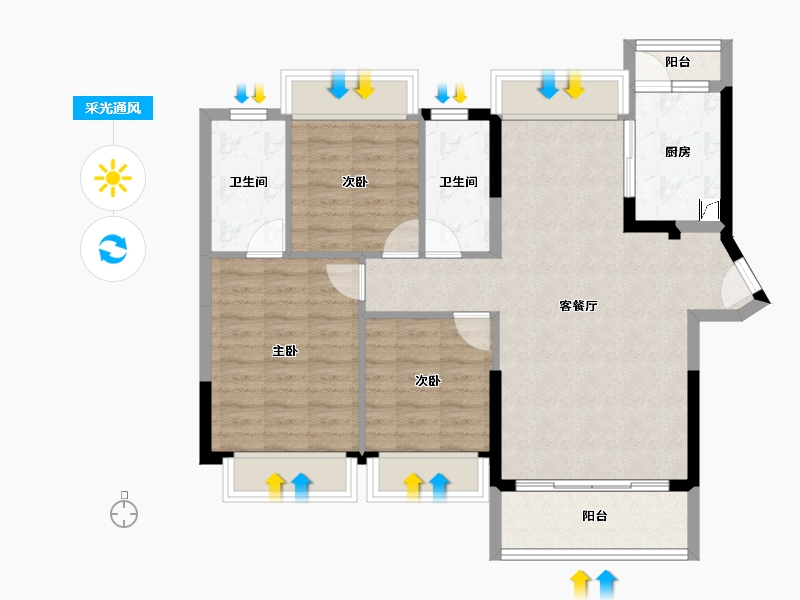 广西壮族自治区-梧州市-永达·柏悦湾-85.31-户型库-采光通风