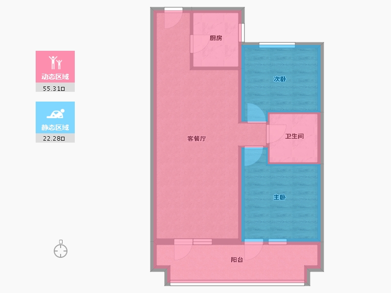 辽宁省-葫芦岛市-恒泰时间海-69.19-户型库-动静分区