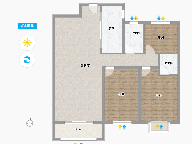 山东省-菏泽市-壹品公馆-101.60-户型库-采光通风