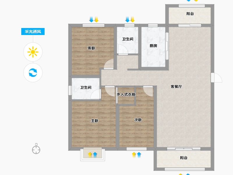 山东省-菏泽市-壹品公馆-110.41-户型库-采光通风