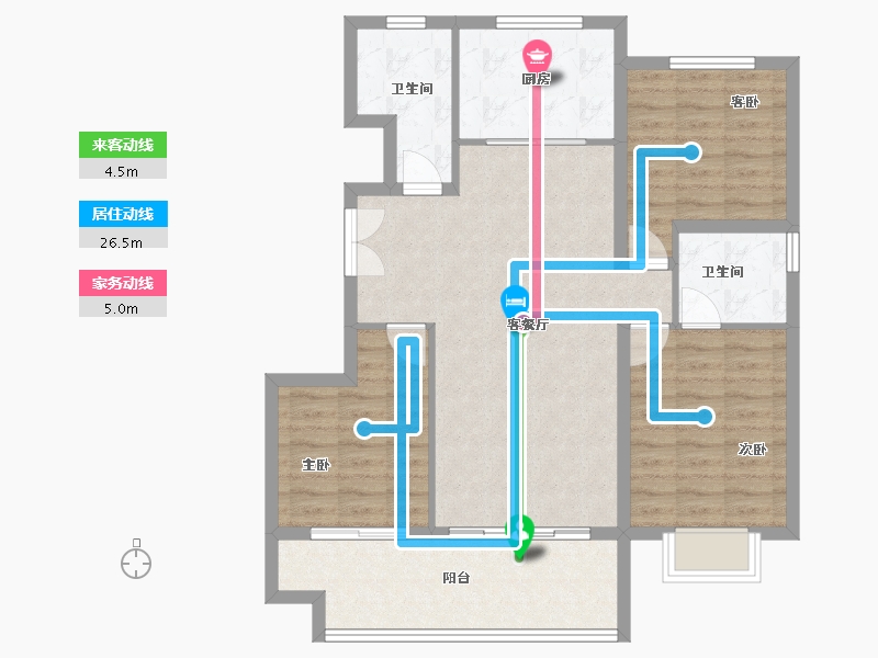 山东省-菏泽市-万城蓝钻庄园-93.61-户型库-动静线