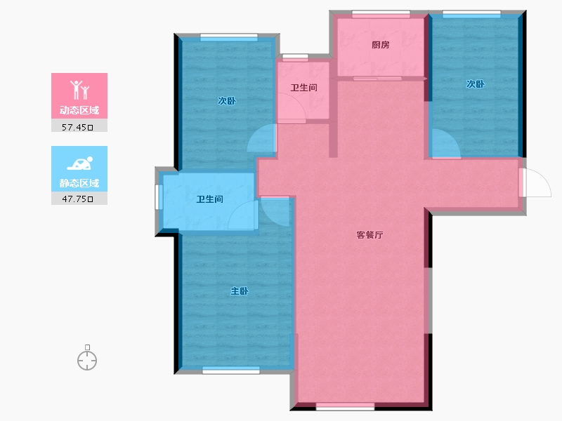 湖北省-十堰市-汉江璟城-95.68-户型库-动静分区