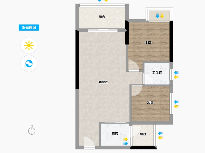 广东省-清远市-金地辉煌·富域城-57.89-户型库-采光通风