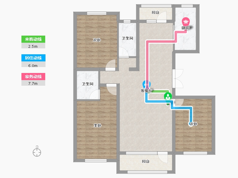 辽宁省-营口市-御景公馆-102.06-户型库-动静线