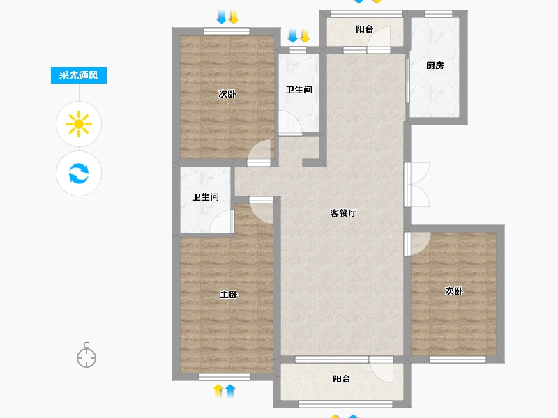 辽宁省-营口市-御景公馆-102.06-户型库-采光通风