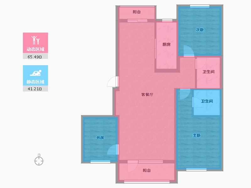 辽宁省-营口市-御景公馆-95.24-户型库-动静分区