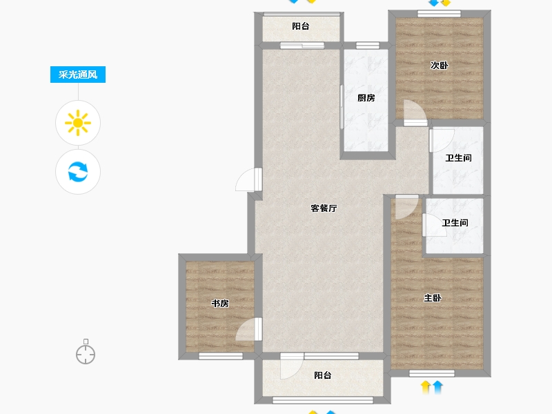 辽宁省-营口市-御景公馆-95.24-户型库-采光通风