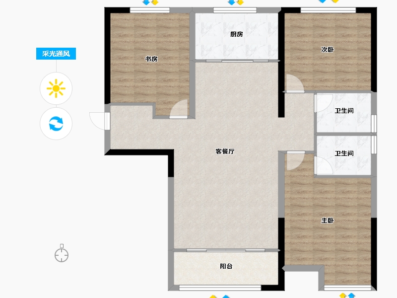 河南省-洛阳市-中弘泊金湾-111.71-户型库-采光通风