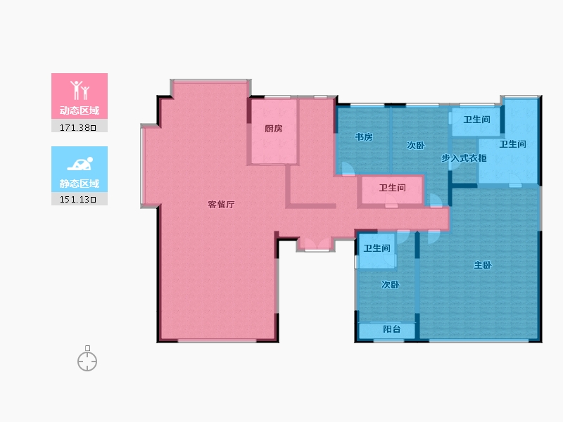 宁夏回族自治区-银川市-宁夏中房玺悦湾-297.27-户型库-动静分区