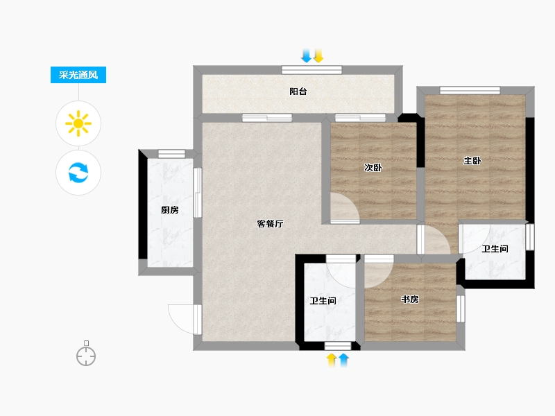 四川省-内江市-西城世家-71.06-户型库-采光通风