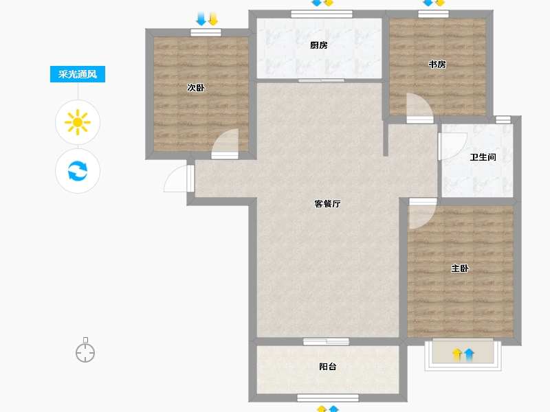 山东省-潍坊市-九州方园国际-101.94-户型库-采光通风