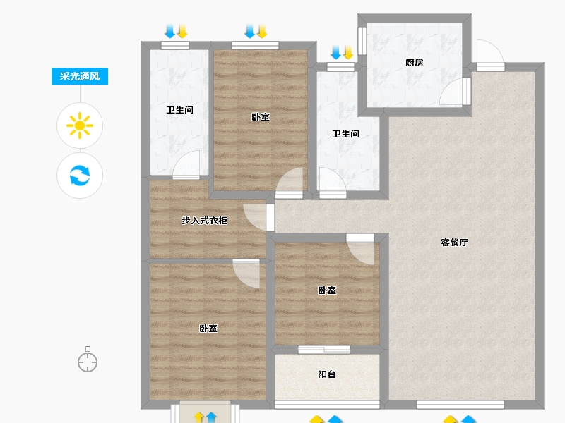 山东省-潍坊市-恒信领峰-102.73-户型库-采光通风