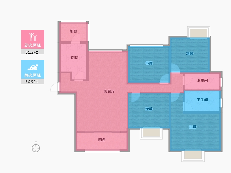 山东省-烟台市-文苑世家-105.49-户型库-动静分区