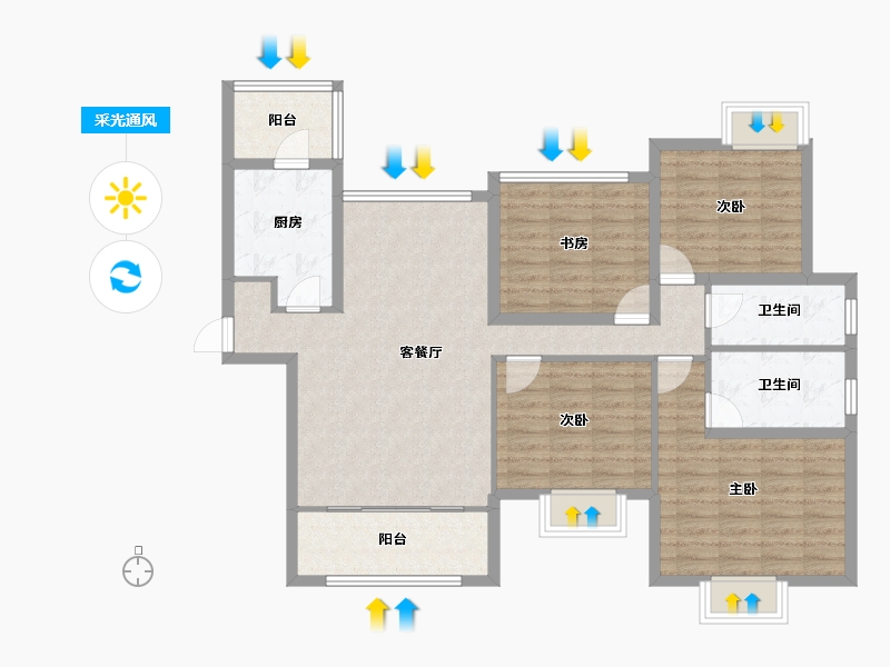 山东省-烟台市-文苑世家-105.49-户型库-采光通风