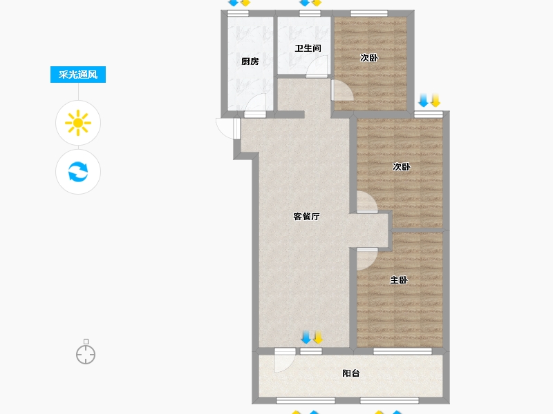 山东省-济宁市-金色兰庭香堤-90.96-户型库-采光通风