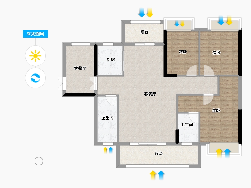 贵州省-黔东南苗族侗族自治州-学府人家-111.40-户型库-采光通风