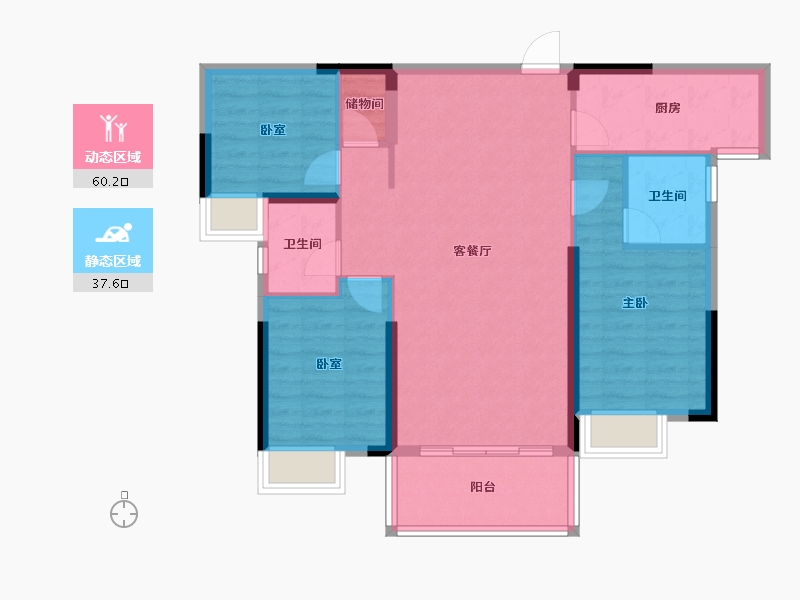 江西省-赣州市-云星·公园大第-88.13-户型库-动静分区