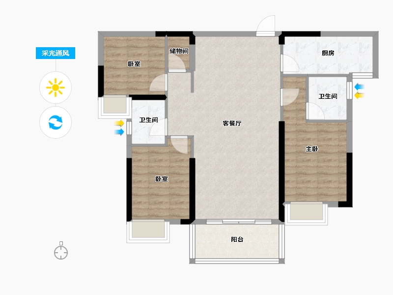 江西省-赣州市-云星·公园大第-88.13-户型库-采光通风