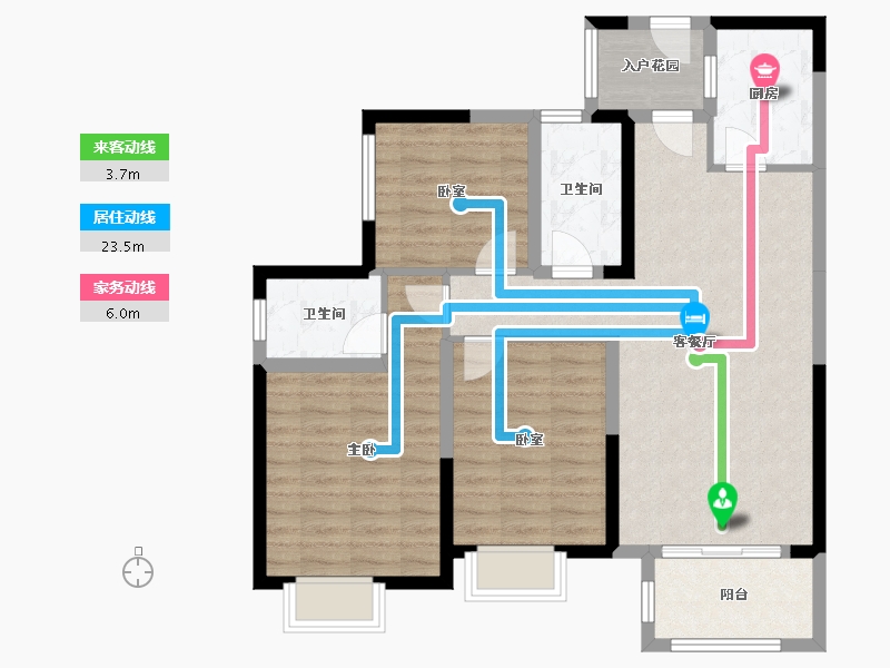 湖南省-湘潭市-金芙蓉·金霞美墅-89.15-户型库-动静线