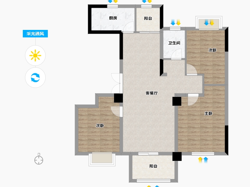 河南省-商丘市-顺鑫·满庭芳-99.20-户型库-采光通风