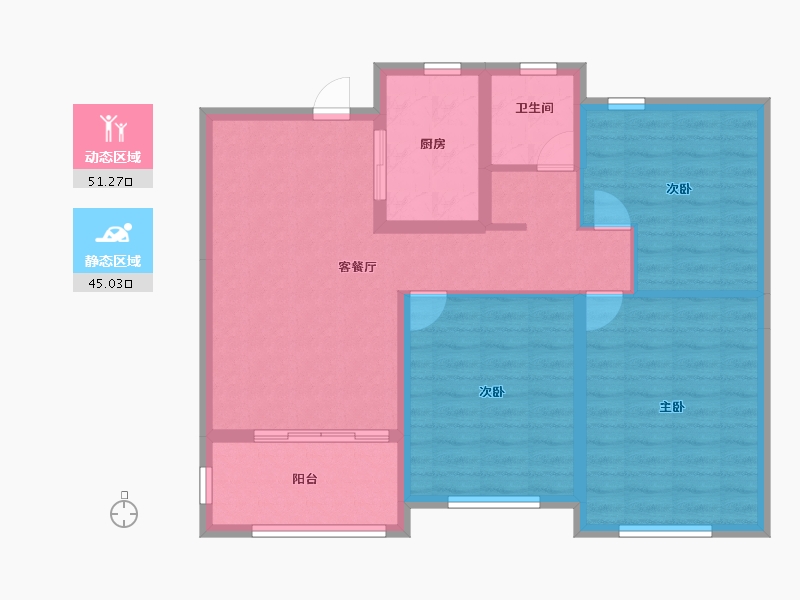 辽宁省-阜新市-东盛·阳光新城-86.40-户型库-动静分区