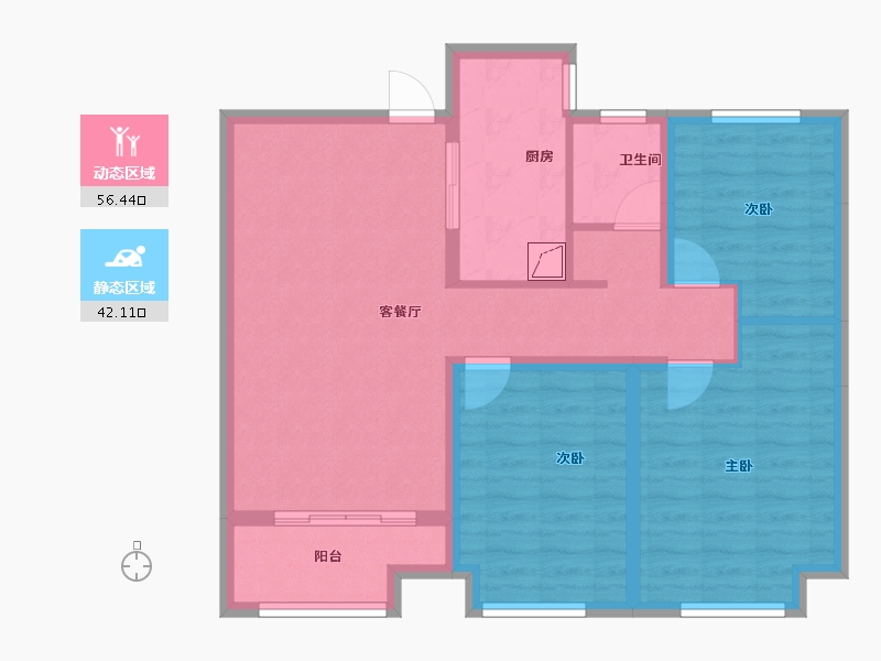 辽宁省-阜新市-东盛·阳光新城-88.00-户型库-动静分区