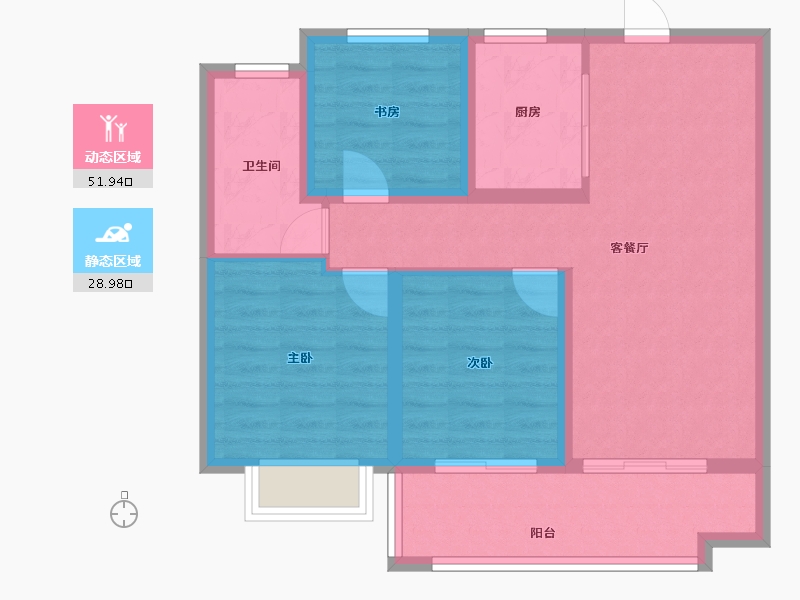 安徽省-阜阳市-奥山铂悦府-71.87-户型库-动静分区