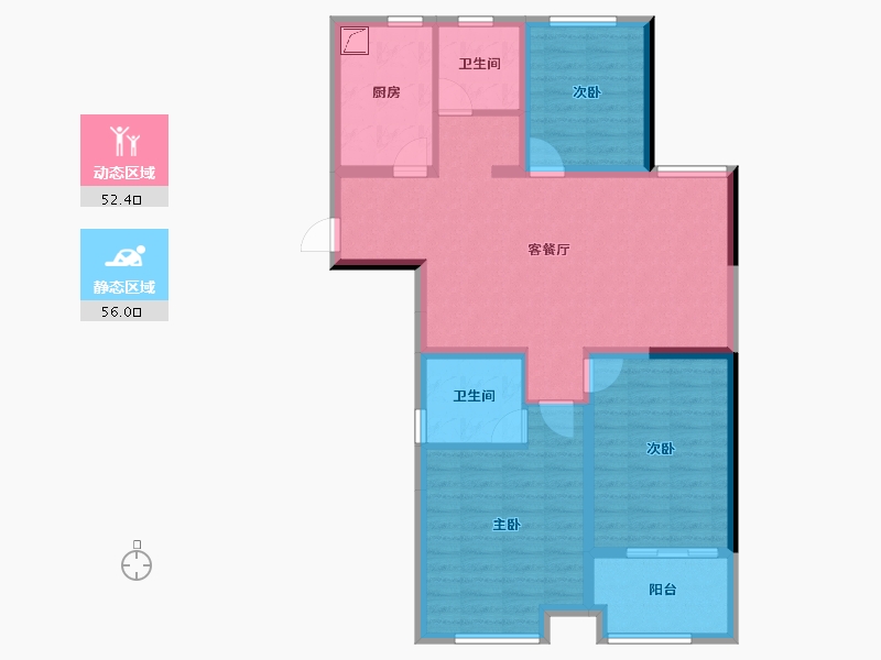 辽宁省-阜新市-东盛·阳光新城-96.80-户型库-动静分区