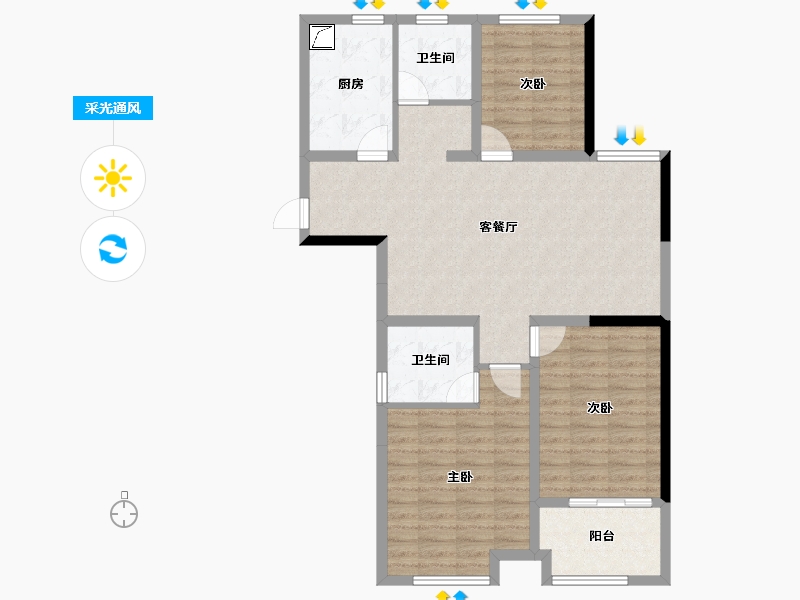 辽宁省-阜新市-东盛·阳光新城-96.80-户型库-采光通风