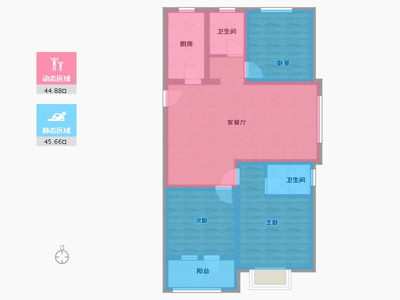 山东省-临沂市-幸福花城中心小区-88.23-户型库-动静分区