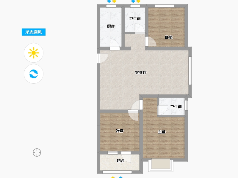 山东省-临沂市-幸福花城中心小区-88.23-户型库-采光通风