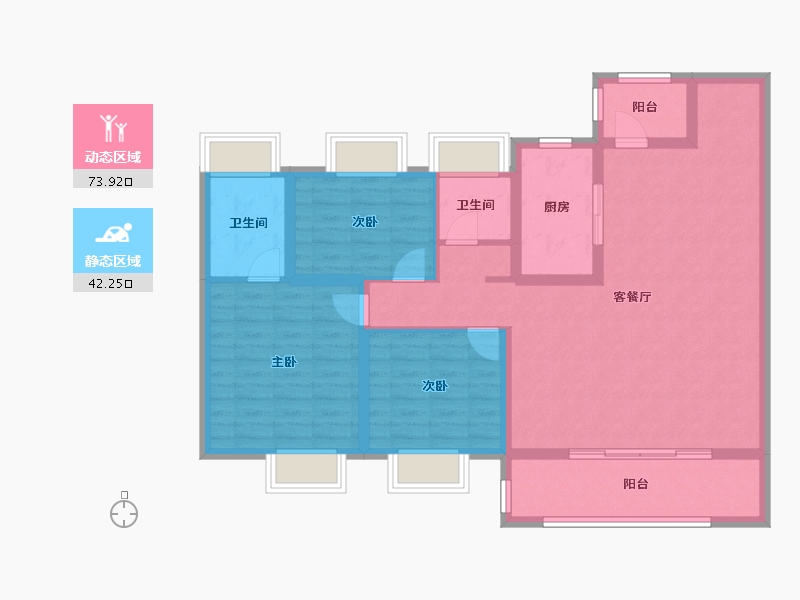 云南省-昆明市-昆明世茂璀璨臻樾-103.97-户型库-动静分区