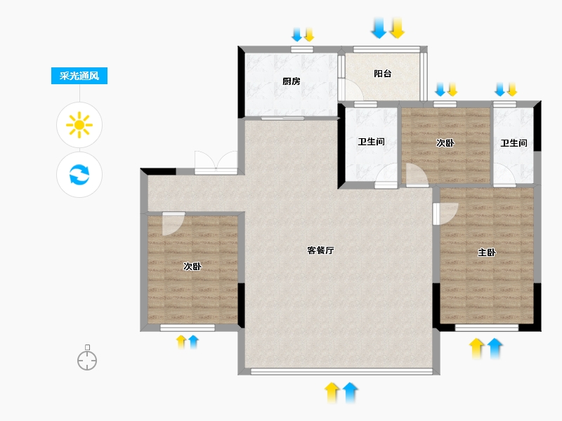 辽宁省-锦州市-碧桂园·锦绣西湖·前程-114.39-户型库-采光通风