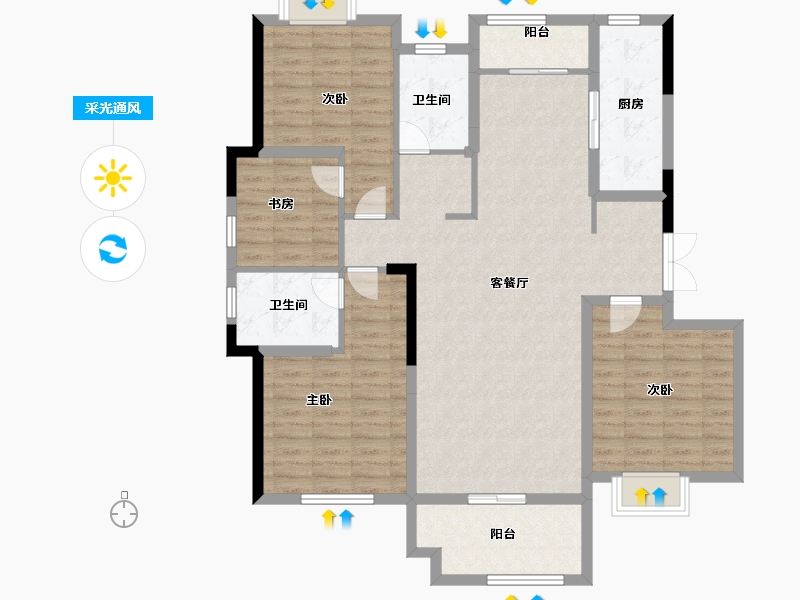 河南省-商丘市-顺鑫·满庭芳-120.29-户型库-采光通风