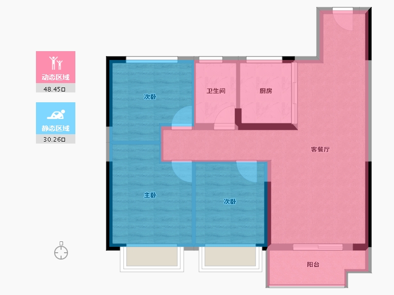 江西省-萍乡市-鼎鑫公元壹品-70.76-户型库-动静分区