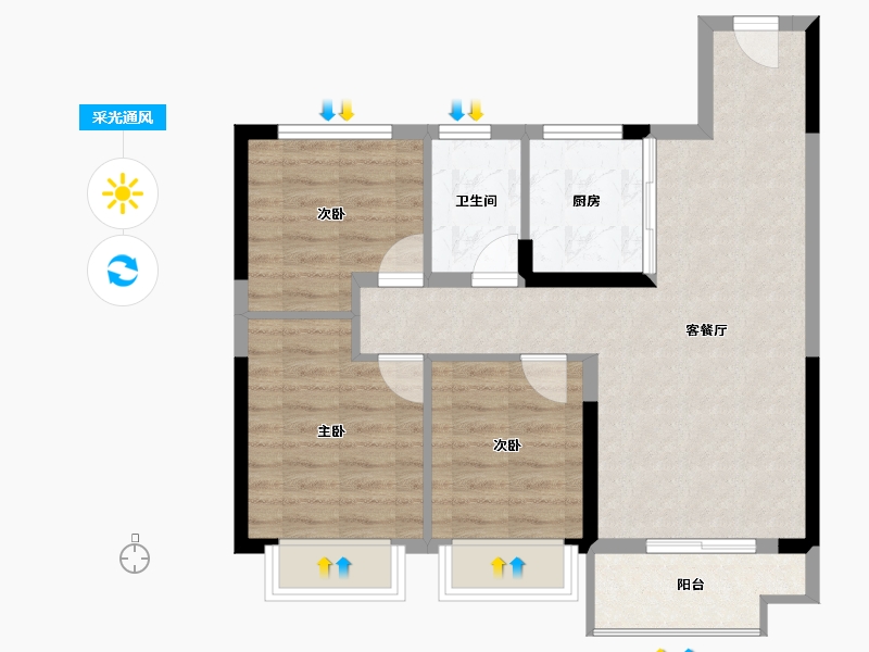 江西省-萍乡市-鼎鑫公元壹品-70.76-户型库-采光通风