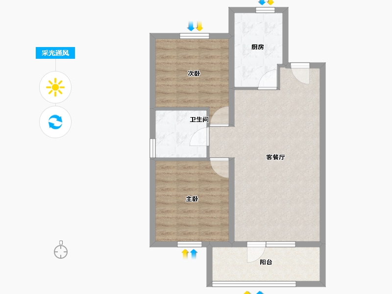 辽宁省-葫芦岛市-恒泰时间海-69.70-户型库-采光通风