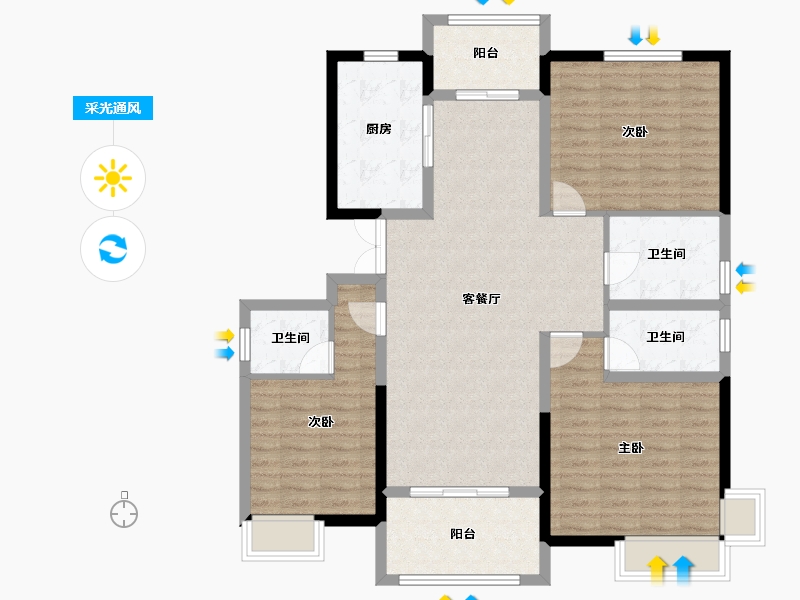 河南省-焦作市-中原·九鼎毓秀-110.01-户型库-采光通风