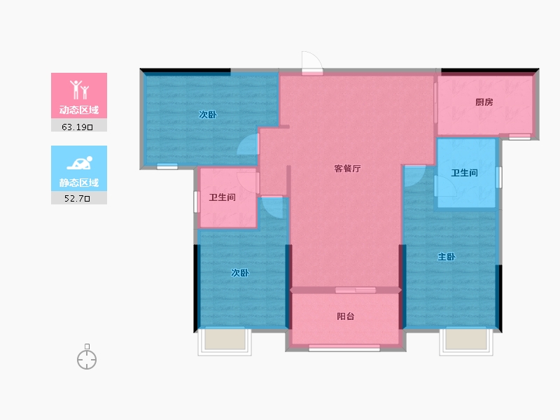 湖北省-黄石市-恒泰花园-105.61-户型库-动静分区