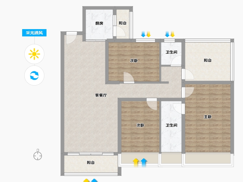 广西壮族自治区-玉林市-陆川碧桂园风华里-106.95-户型库-采光通风