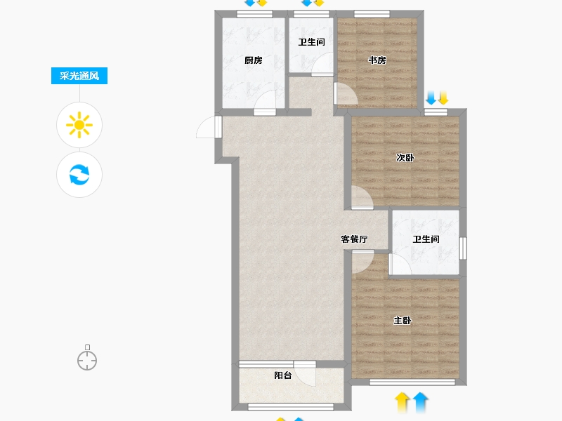 山东省-济宁市-金色兰庭香堤-96.03-户型库-采光通风