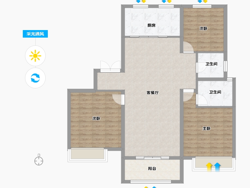 河南省-焦作市-中原·九鼎毓秀-106.00-户型库-采光通风