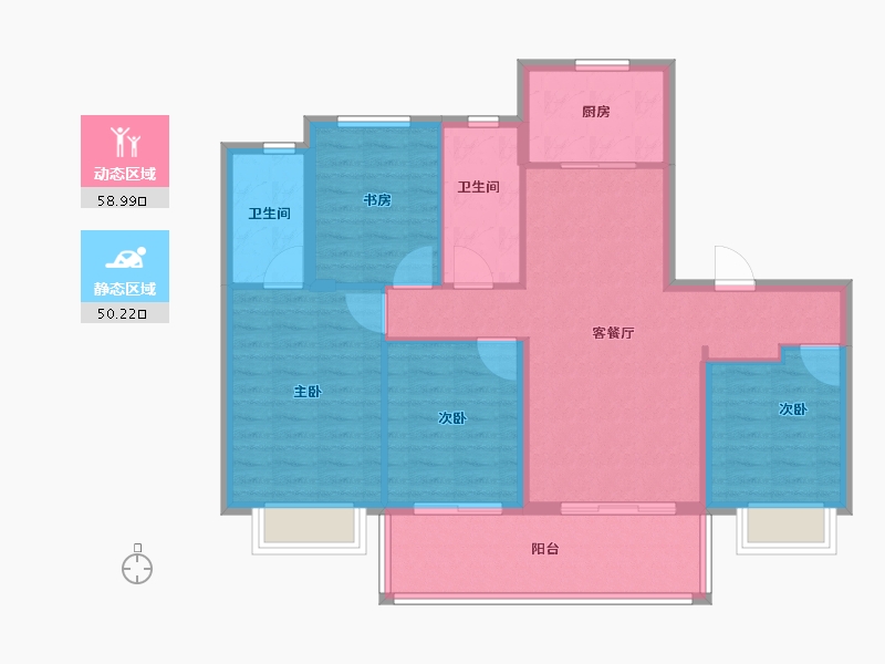 安徽省-阜阳市-奥山铂悦府-98.40-户型库-动静分区