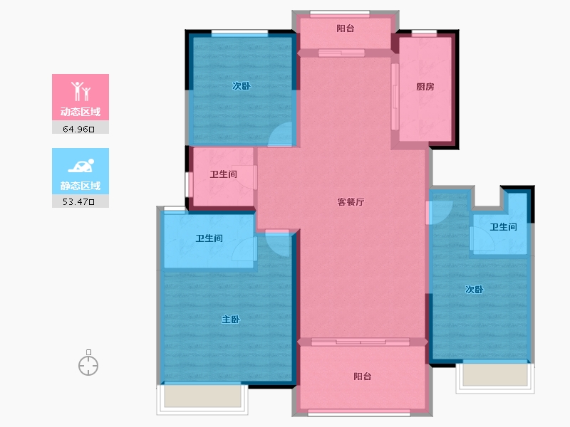 河南省-焦作市-中原·九鼎毓秀-106.23-户型库-动静分区