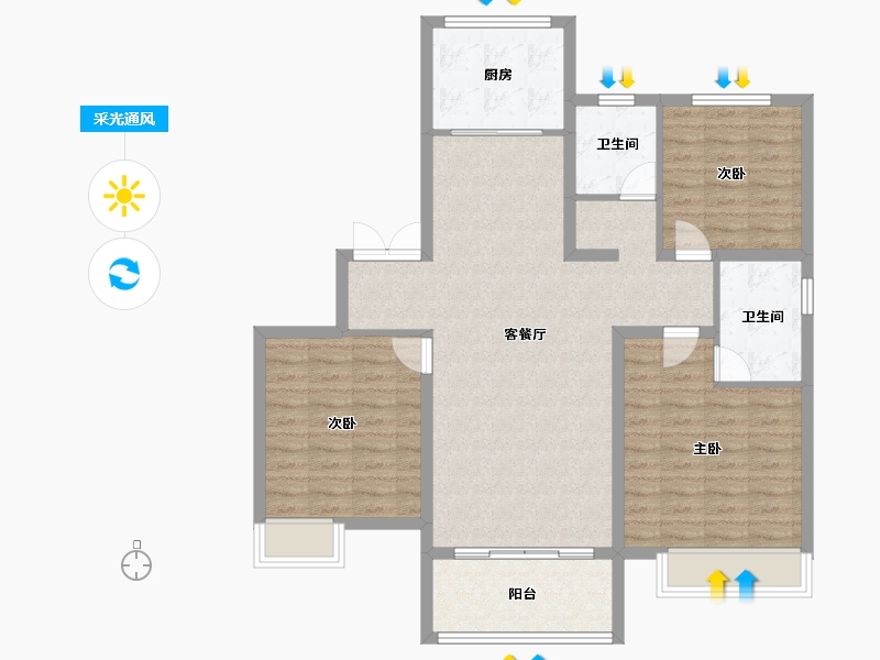 河南省-焦作市-中原·九鼎毓秀-102.51-户型库-采光通风